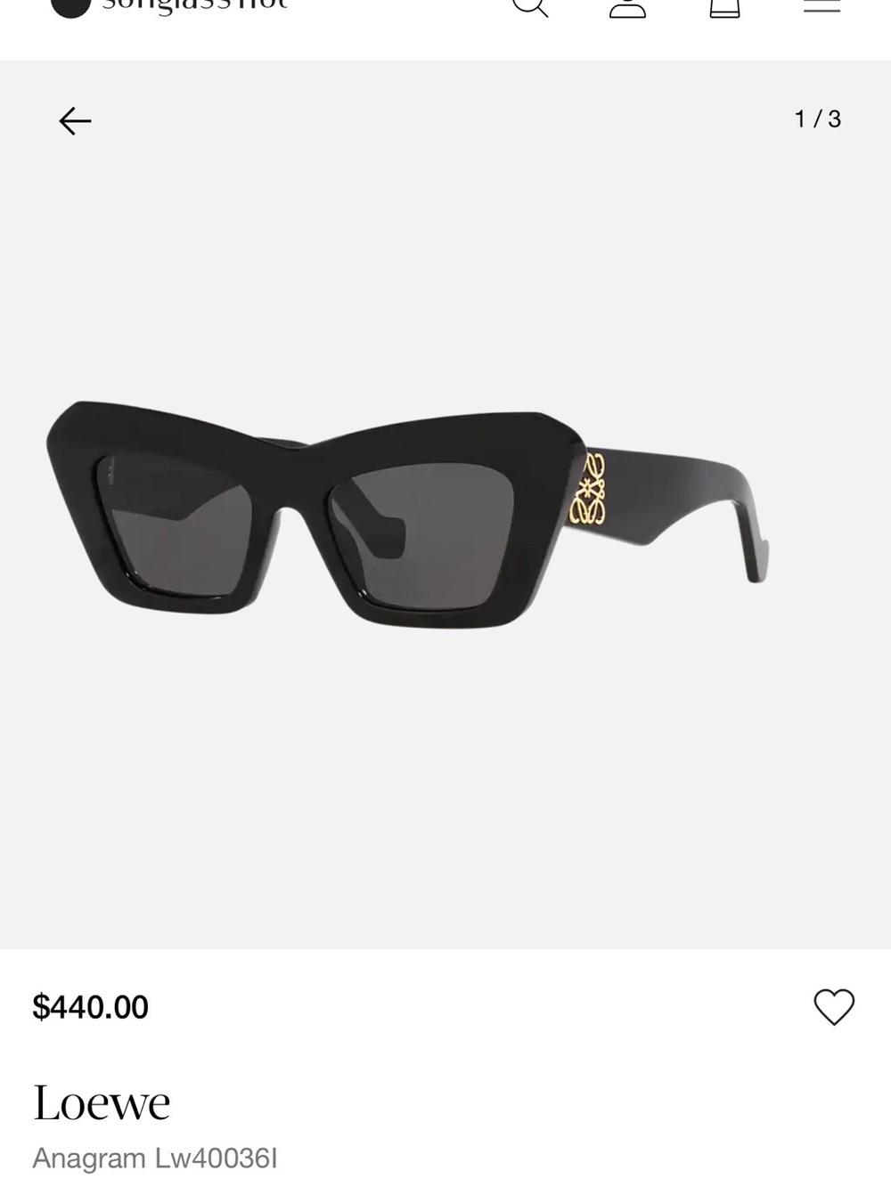 Loewe Black Cat-Eye Sunglasses with Gold Anagram Detail